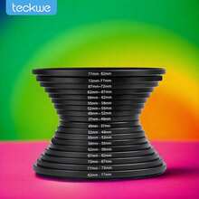 Teckwe Lens Filter Adapter Rings Allows You To Fit Larger Size Lens Filters On A Lens With A Smaller Diameter 18 Pieces Filter Ring Adapter Set, Camera Lens Filter Metal Stepping Rings Kit (Includes 9pcs Step Up Ring Set + 9pcs Step Down Ring Set) Black - View 12