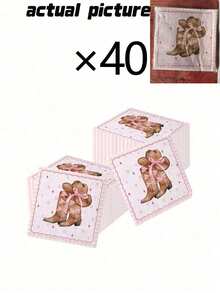 40/20pcs Western Cowboy Bow Theme Napkins - Disposable Napkins With Western Cowboy Pink Bow Pattern, Holiday Party Table Decoration, Home Dining Convenient Paper Napkins, Suitable For Wedding Party, Graduation Party, Birthday Party, Theme Party - One Size Fits All - View 10