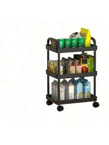 2/3/4/5-Tier Rolling Storage Cart With Handle - Versatile Floor-Standing Shelf, Perfect For Kitchen And Bathroom Organization, Movable Drain Rack, Ideal For Holiday Parties, Back-To-School Essentials, Stylish And Practical For Every Home - Multicolor - View 12