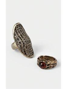 Noxbound Retro Old Money Wind Joint Ring Two-Piece Combination - Ancient gold - View 4
