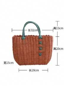 Shopping Handbag Woven Outdoor Oval Storage Basket Shaped Bathroom Wash Basket Storage, Shelf Baskets - Multicolor - View 10