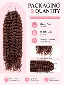 Boho Braids S33 紅棕色捲曲捲髮未氈化假髮 羽毛鉤編真人髮接髮 適用於 Miracle Knots 柔軟蓬鬆質感 輕盈自然外觀 易安裝可重複使用 16-24 英吋 - S33 - 查看 10