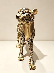1件金色立式豹子雕像，復古壓紋漩渦圖案獵豹裝飾擺件，奢華動物桌面裝飾，適用客廳、辦公室櫃子、書架展示，居家藝術工藝裝飾，喬遷節日禮物 - 多色 - 查看 6