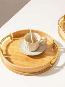 Bamboo Tea Tray, Japanese Tea Tray, Storage Tray, Decorative Tray, Very Suitable For Parties, Breakfast, Lunch And Dinner, Home Dining Table Decoration. Birthday Party Tray, Wedding Engagement Party Tray, Gift Dispenser Tray - log color - View 1