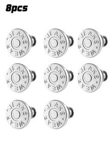 2/4/6/8/10/12pcs Jeans Replacement Buttons, Detachable Tower Buttons For Waist Size Adjustment, No Sew Silver Metal Button For Jeans Skirt Pants, Easy DIY Install Tool-Free, Sturdy Denim Button Fixing Kit - Style 24 - View 16