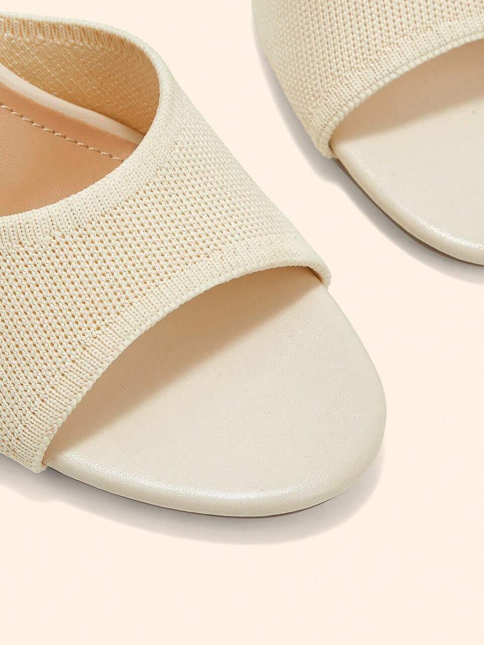 CUCCOO BASICS Women's Fashion And Sexy Round Toe Weaving. Fabric Fabric Basic Slippers, High Heels, Lacquered Cone Heels. Light And Slouchy One-Piece Mules Shoes.