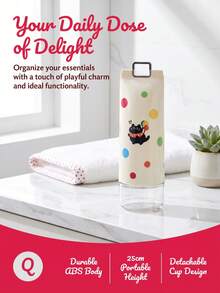 Joivida 1pc/2Pcs Portable Travel Toothbrush Holder Case, Wide Opening Toothpaste Toothbrush Storage Container, Drinking Cup With Metal Carry Clip, Cute Polka‑Dot Cat Design, For Travel Camping Home Bathroom Accessories - Multicolor - View 13