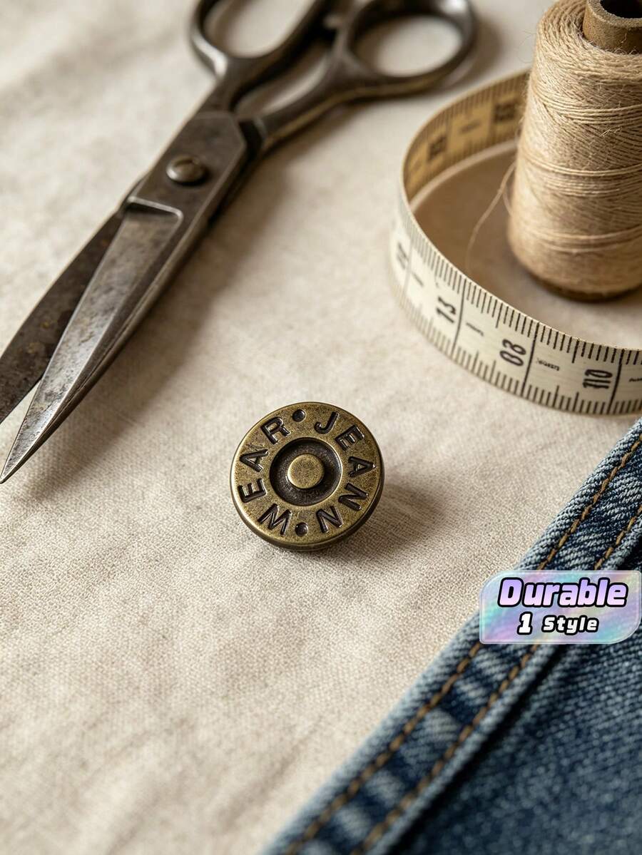 2/4/6/8/10/12pcs Jeans Replacement Buttons, Detachable Tower Buttons For Waist Size Adjustment, No Sew Silver Metal Button For Jeans Skirt Pants, Easy DIY Install Tool-Free, Sturdy Denim Button Fixing Kit - Style 1 - View 1