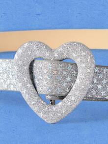 Popjeli Skinny Star Glitter Belt - Silver - View 6