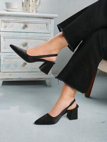 CUCCOO CURVES Plus Size Women Shoes Wide Fit, Fashion Black Classic Comfortable Pointed Toe High Heels For Vibe And Spring Shoes Spring Break Easter For Christmas Fall Shoes - Black - View 6