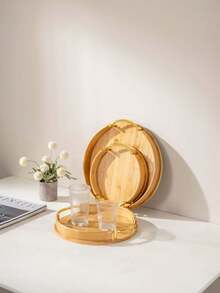 Bamboo Tea Tray, Japanese Tea Tray, Storage Tray, Decorative Tray, Very Suitable For Parties, Breakfast, Lunch And Dinner, Home Dining Table Decoration. Birthday Party Tray, Wedding Engagement Party Tray, Gift Dispenser Tray - log color - View 14