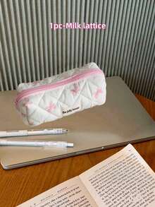 1pc Plaid Triangular Pencil Case, Stylish And High‑Quality, Large‑Capacity Stationery Box For Middle And High School Students, Portable Handheld Storage Bag, Stationery Pouch. - A - View 8