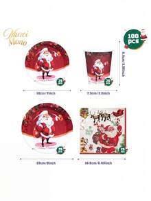 Muroi Mono 25/100 Pieces Of Disposable Party Supplies, Including Disposable Paper Plates, Napkins, Cups, Suitable For Dessert Service, Party Decorations, Various Events, And Gatherings, Including Christmas. - Style 3 - View 8