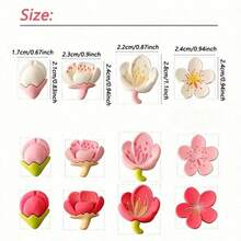 12pcs/24pcs Sakura Flower Push Pins, Floral Decorative Thumbtacks, Suitable For Bulletin Board, Photo Wall, Map, And Other Office/School Supplies And Decorations, Resin Material - A - View 2