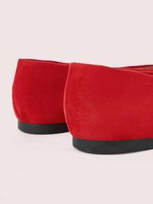 CUCCOO DOLLMOD Women's Shoes, Red, Suede Texture, Round Toe Ballet Flats, Sweet, Cute, Comfortable And Versatile. - Red - View 6