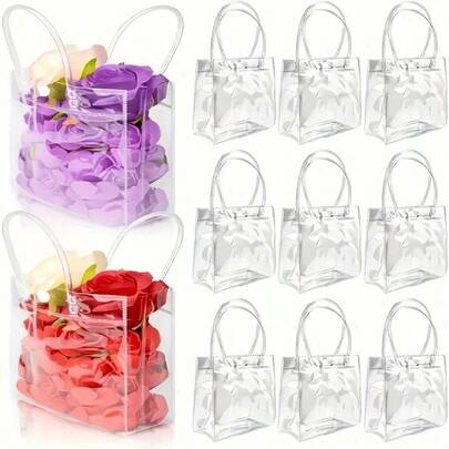 30pcs (20*20*8cm) Birthday Party Gift Packaging Bags, Transparent, Reusable, Waterproof, Anti-Fouling, Multi-Purpose Holiday Gift Bags