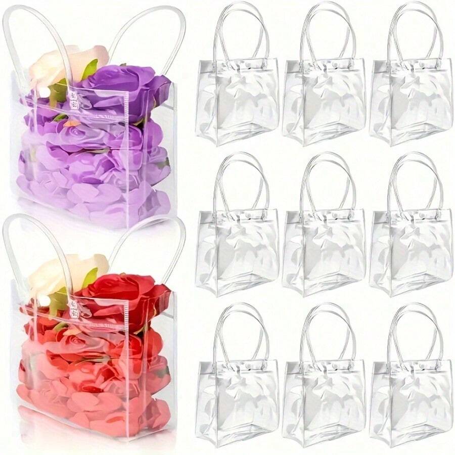 30pcs (20*20*8cm) Birthday Party Gift Packaging Bags, Transparent, Reusable, Waterproof, Anti-Fouling, Multi-Purpose Holiday Gift Bags - Multicolor - View 1