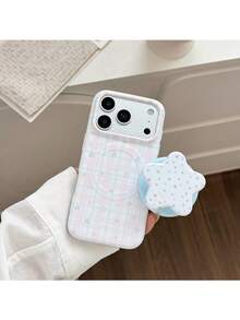 ShellaStory Sweet Dream Star Pattern + Light Star Island Magnetic Stand Star Pattern Magnetic Stand Compatible With Apple 18PM Soft Case Film Phone 16 Phone Case 15 Gentle Wind Girl, Creative, Simple Style, Fresh Style, Collage Style, Niche, Ins Style - Pink White - View 12