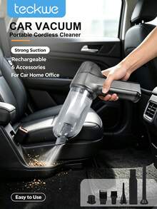 Teckwe Wireless Portable Car Vacuum Cleaner High Suction Power Lightweight Handheld Dust Removal Tool Multi Scene Use For Car Interior Home Keyboard Sofa Cleaning Car Interior Accessories Household Cleaning Built In 2 1800mAh Batteries - multicolor - View 1