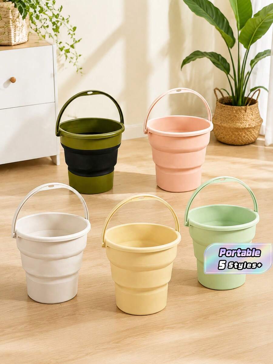 17LCollapsible Bucket With Handle, Portable Foldable Water Pail, Thickened Silicone Plastic Bucket For Household Cleaning, Camping, Fishing, Travel, Beach, Multi-Color Available - multicolor - View 1