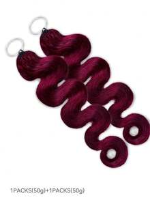 Boho Braids 酒紅色波浪捲無毛氈假髮 羽毛鉤編真人髮接髮 Miracle Knots 柔軟顯眼波浪 輕盈自然感 易安裝 可重複使用 16-24 英吋 - S99J - 查看 3