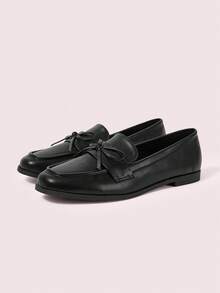 CUCCOO DOLLMOD Women's Casual Versatile Flat Loafers For Daily Commute Spring Shoes - Black butterfly pu- square head - View 2