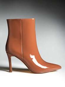 SHUZIA Women's Perfectly Pointed Toe, Vintage-Inspired Seaming & Side Zipper Kitten Heel Ankle Booties - Mocha Brown - View 3