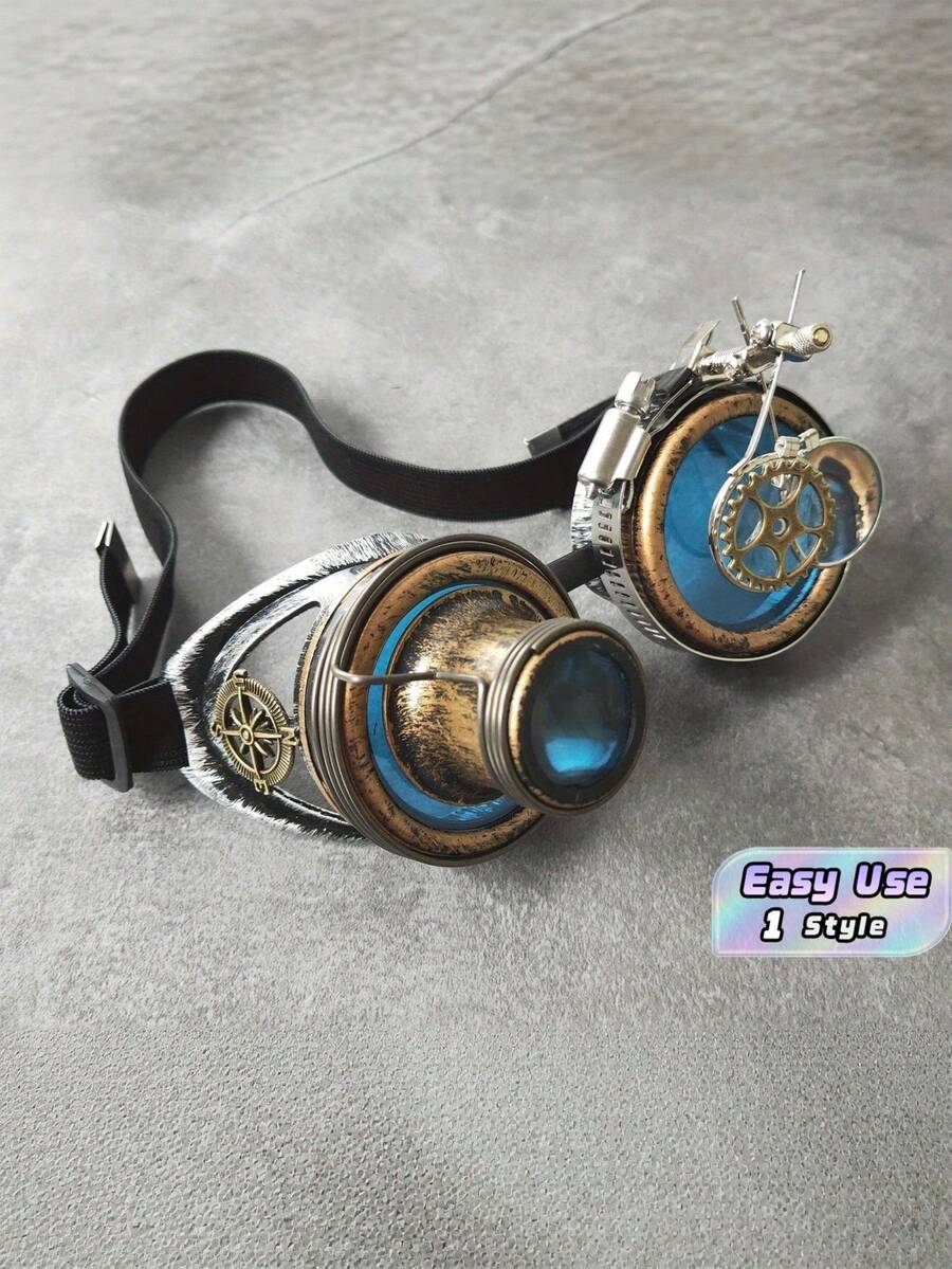 Vintage Steampunk Gear Goggles Retro Magnifying Lens Glasses Halloween Cosplay Party Costume Eyewear - one size fits all - View 1