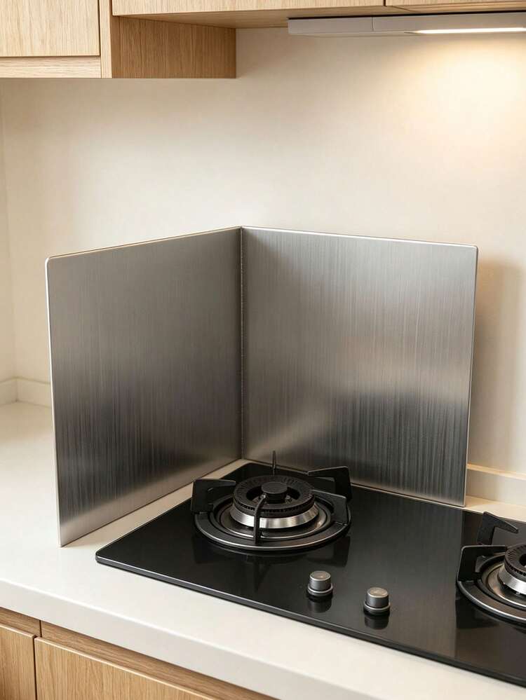 不鏽鋼廚房防濺油擋板 可折疊隔熱擋板，適用爐灶、檯面與櫥櫃保護，適合烹飪、戶外露營與現代廚房，露營炊具 | 現代廚房配件 | 不鏽鋼擋板 - 查看 8
