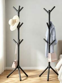 6-9 Tier Minimalist Black Freestanding Iron Garment Rack With 2 Rows Of Hooks, Modern Household Storage Organizer, Suitable For Hallways, Bedrooms And Offices - Black - View 8