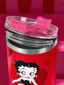 Betty Boop x SHEIN 40oz 附手柄保溫杯，真空保溫水壺，不鏽鋼旅行馬克杯，車用杯 - 紅色 - 查看 5