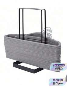 Large Capacity Hanger Stacker Rack Organizer For Adults And Children Stainless Steel Detachable Hanger Storage Organizer Space-Saving Clothes Hanger Holder For Home Organization And Storage Laundry Basket Closet Decorations Room Decor Home Decor - Black - View 1