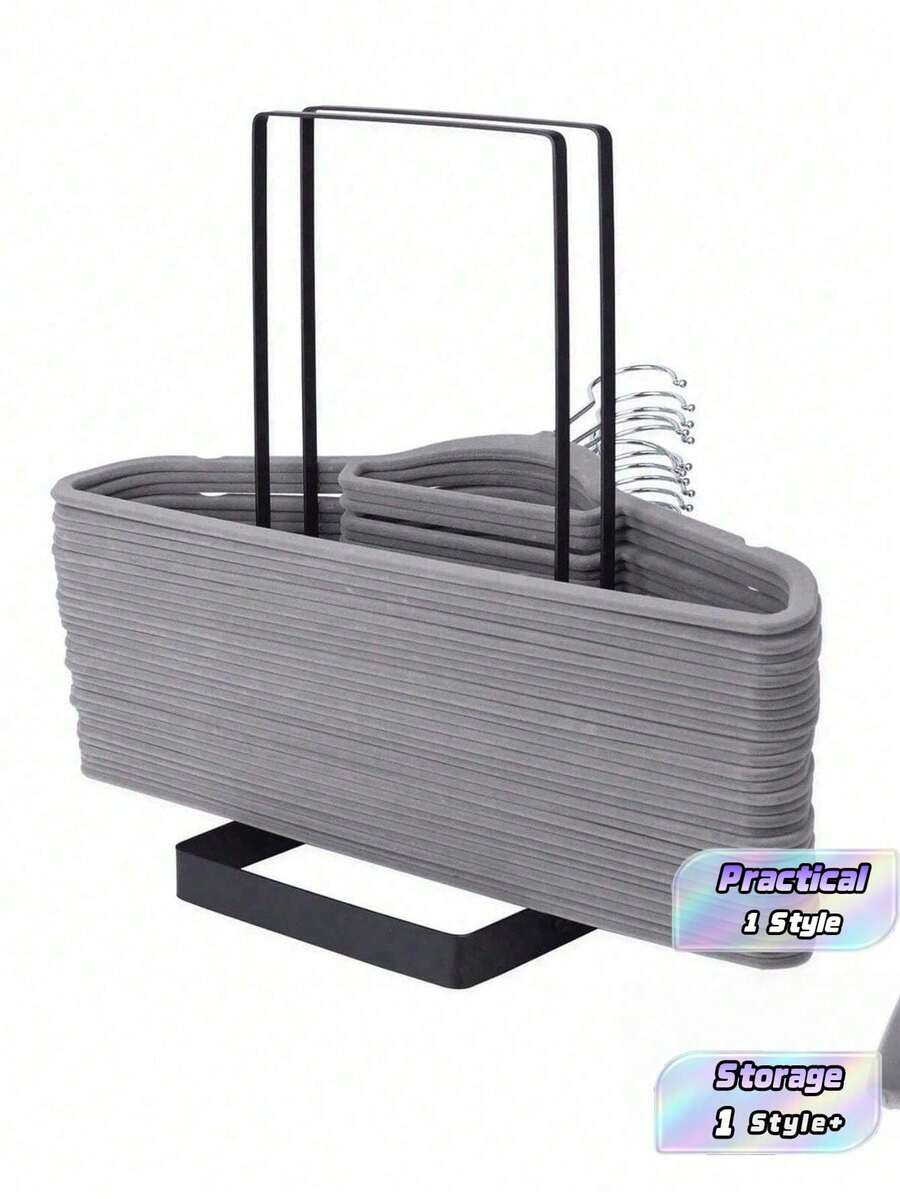 Large Capacity Hanger Stacker Rack Organizer For Adults And Children Stainless Steel Detachable Hanger Storage Organizer Space-Saving Clothes Hanger Holder For Home Organization And Storage Laundry Basket Closet Decorations Room Decor Home Decor - Black - View 1