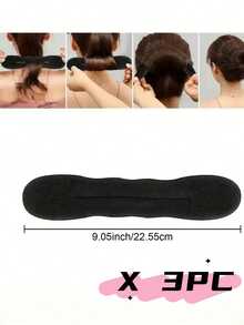 1/3pcs Black Upgraded Donut Bun Maker Set, Includes Sponge Hair Clips, Multi-Functional Hair Braiding Tools, All-In-One Hair Styling Kit For Daily, School, Wedding, Party, Travel - black - View 7