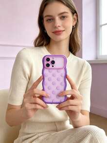 1PC Purple Wavy Macaron Polka Dot Phone Case Compatible With IPhone 18 18 Pro 18 Pro Max Frosted Semi Transparent Matte Finish Shockproof Cover For Women Girls - Multicolor - View 5