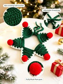 PETSIN Christmas Handmade Crochet Pet Collar, Soft Adjustable Christmas Neck Accessory, Cute Holiday Photo Prop Accessory, Suitable For Cats And Puppies, Perfect For Holiday Party - Multicolor - View 8