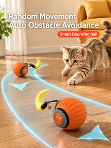 Teckwe 1 Pc Smart Auto Rolling Obstacle Avoidance Elastic Wear Resistant USB Charging Pet Rolling Ball Mixed Vivid Color Pet Rolling Ball For Puppy Kitten Daily Play Backyard Indoor Game All Seasons Use Pet Interactive Toy Dog Cat Entertainment 150mAh - View 5