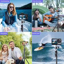 Teckwe 62.99inch Mobile Phone Bracket Phone Tripod And Selfie Stick, Expandable Phone Tripod Stand With Phone Holder, Compatible With Phone Android Phones - Black - View 4