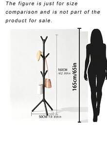 6-9 Tier Minimalist Black Freestanding Iron Garment Rack With 2 Rows Of Hooks, Modern Household Storage Organizer, Suitable For Hallways, Bedrooms And Offices - Black - View 4