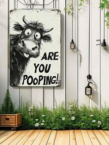1pc Vintage Funny Yak Metal Tin Sign, Humorous Bathroom Wall Plaque With Pre-Drilled Holes, Waterproof Rustic Decor For Restroom Home, 12x8in - 1PC - View 5