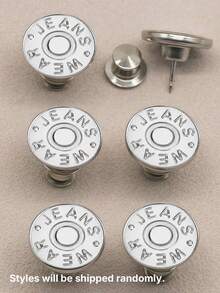 2/4/6/8/10/12pcs Jeans Replacement Buttons, Detachable Tower Buttons For Waist Size Adjustment, No Sew Silver Metal Button For Jeans Skirt Pants, Easy DIY Install Tool-Free, Sturdy Denim Button Fixing Kit - Style 24 - View 7