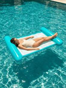 Inflatable Float Bed Double Tube PVC Lounge Mat, Pool Beach Lake Lounger For Relaxation Sunbathing, Summer Water Party Outdoor Fun, Portable Roll Up Easy Inflate, Pump Not Included - Double-tube Solid Color Floating Bed - View 3