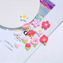 12pcs/24pcs Sakura Flower Push Pins, Floral Decorative Thumbtacks, Suitable For Bulletin Board, Photo Wall, Map, And Other Office/School Supplies And Decorations, Resin Material - A - View 4