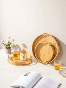 Bamboo Tea Tray, Japanese Tea Tray, Storage Tray, Decorative Tray, Very Suitable For Parties, Breakfast, Lunch And Dinner, Home Dining Table Decoration. Birthday Party Tray, Wedding Engagement Party Tray, Gift Dispenser Tray - log color - View 12