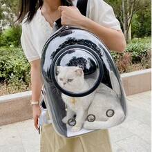 1-Pack Ransel Kapsul Luar Angkasa untuk Hewan Peliharaan, Tas Pembawa Hewan Peliharaan untuk Kucing & Anjing, Ransel Perjalanan Portabel dengan Jendela Transparan yang Bernapas untuk Aktivitas Luar Ruangan, Cocok untuk Anjing dan Kucing Kecil, Tas Bahu Genggam Menghadap Depan, Lucu & Modis - Grey - View 4