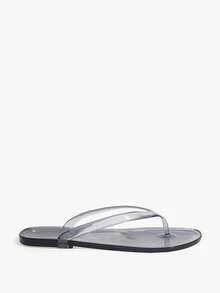 Grefit Candy Color Jelly Flip Flops, One-Piece Molded Soft Sole, Breathable, For Pool, Festival, Weekend Market, Independence Day Beach Party - transparent gray - View 6