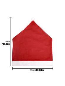 1 Piece Nonwoven Fabric Christmas Chair Cover Red Santa Snowman Print Elastic Dining Room Chair Slipcover For Kitchen Cafe Holiday Festive Decoration - A - View 4