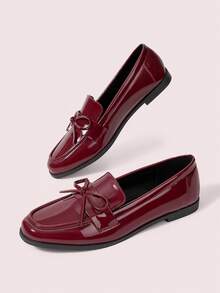 CUCCOO DOLLMOD Women's Casual Versatile Flat Loafers For Daily Commute Spring Shoes - Red butterfly mirror - square head - View 3
