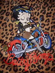 Betty Boop X Joivida Leopard Print Cartoon Character Double-Sided Pattern Drawstring Backpack Lightweight Sports Sack Bag For Gym Yoga Travel Daily Use - leopard print - View 8