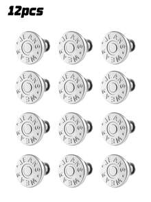 2/4/6/8/10/12pcs Jeans Replacement Buttons, Detachable Tower Buttons For Waist Size Adjustment, No Sew Silver Metal Button For Jeans Skirt Pants, Easy DIY Install Tool-Free, Sturdy Denim Button Fixing Kit - Style 24 - View 12